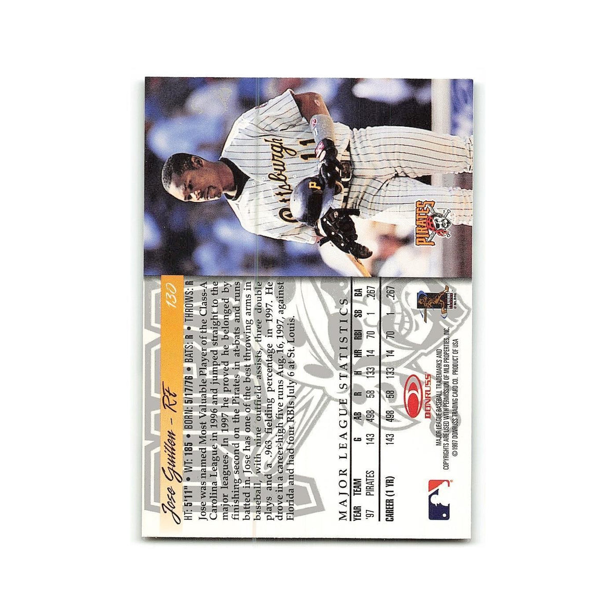 Jose Guillen 1998 Donruss #130 Pittsburgh Pirates Baseball Card NM