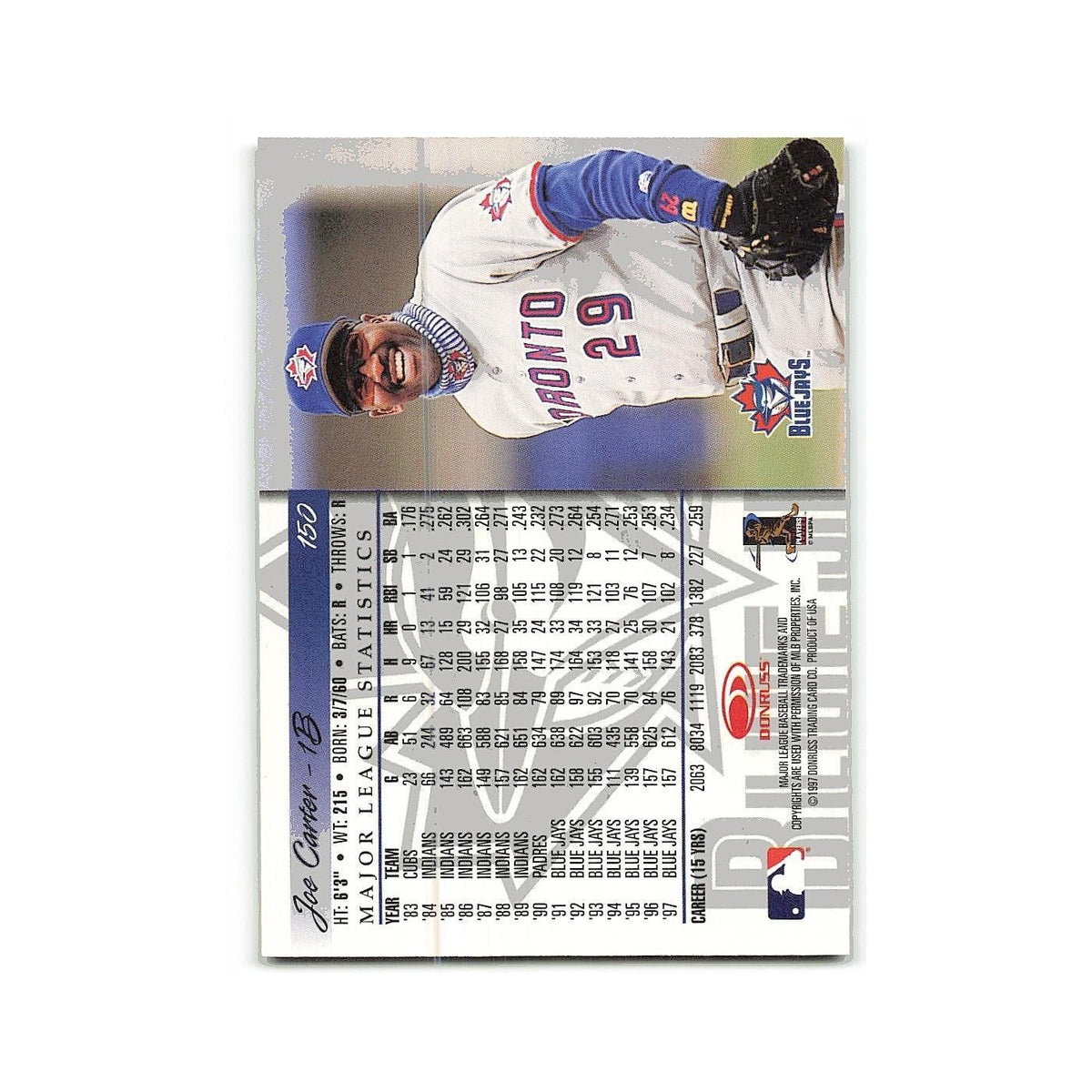Joe Carter 1998 Donruss #150 Toronto Blue Jays Baseball Card NM