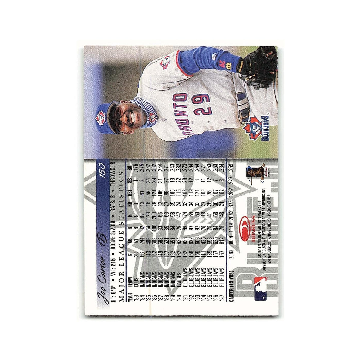 Joe Carter 1998 Donruss #150 Toronto Blue Jays Baseball Card NM
