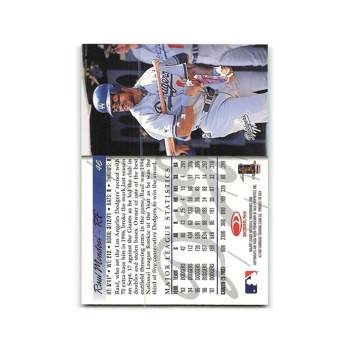 Raul Mondesi 1998 Donruss #46 Los Angeles Dodgers Baseball Card NM