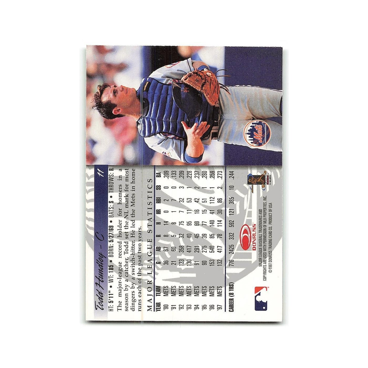 Todd Hundley 1998 Donruss #11 New York Mets Baseball Card NM