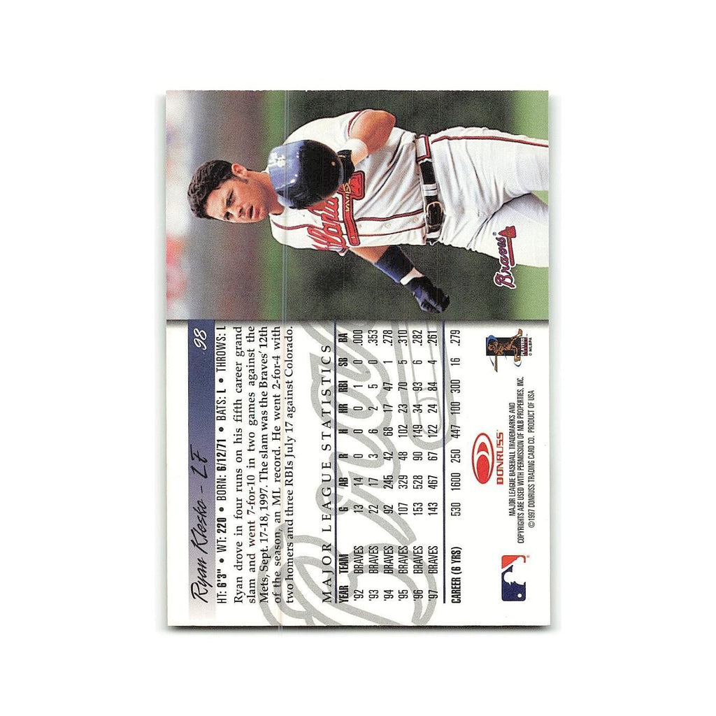 Ryan Klesko 1998 Donruss #98 Atlanta Braves Baseball Card NM