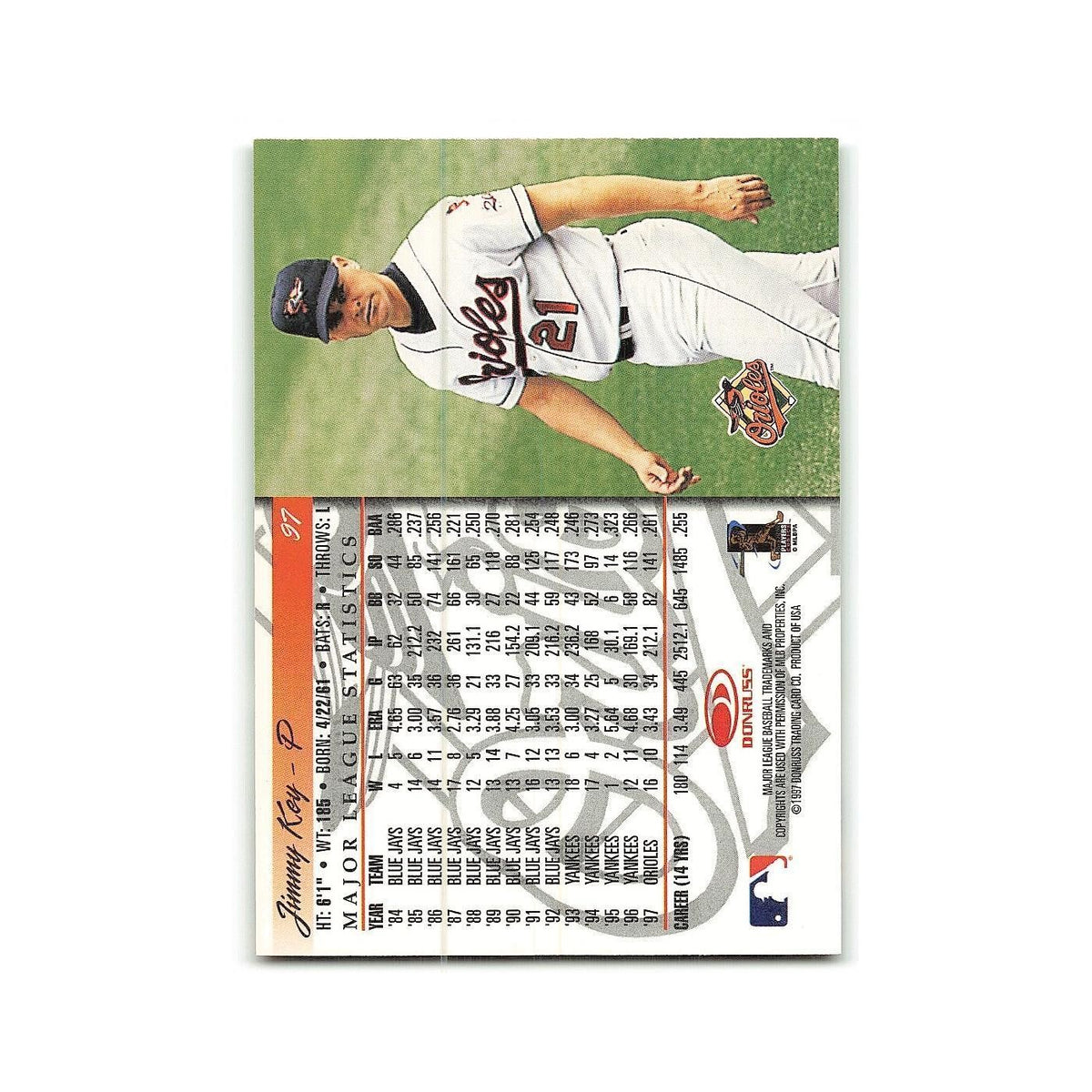 Jimmy Key 1998 Donruss #97 Baltimore Orioles Baseball Card NM