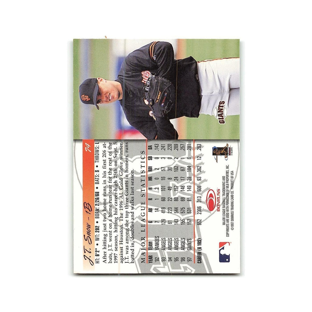 J.T. Snow 1998 Donruss #74 San Francisco Giants Baseball Card NM