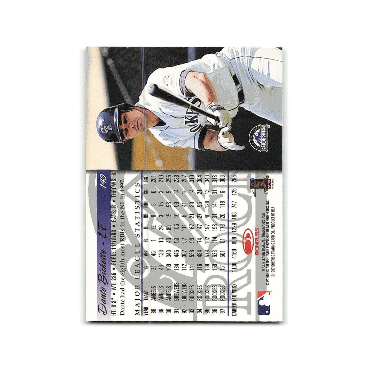 Dante Bichette 1998 Donruss #149 Colorado Rockies Baseball Card NM