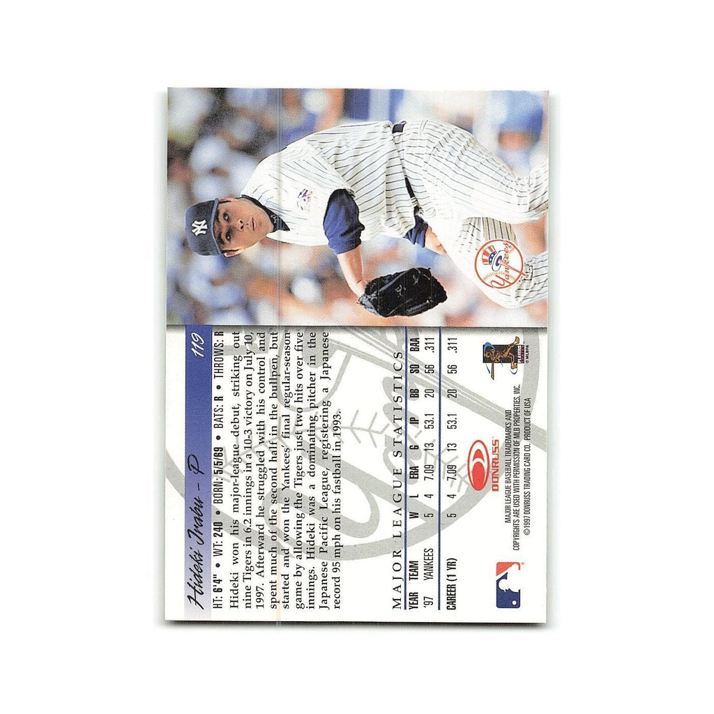 Hideki Irabu 1998 Donruss #119 New York Yankees Baseball Card NM