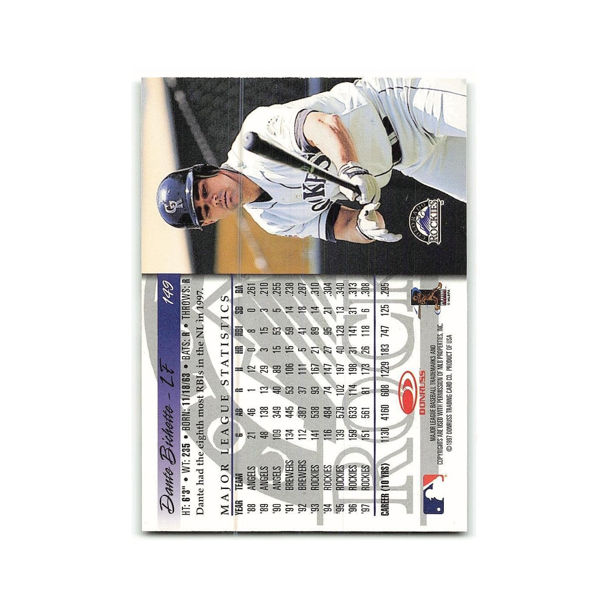 Dante Bichette 1998 Donruss #149 Colorado Rockies Baseball Card NM