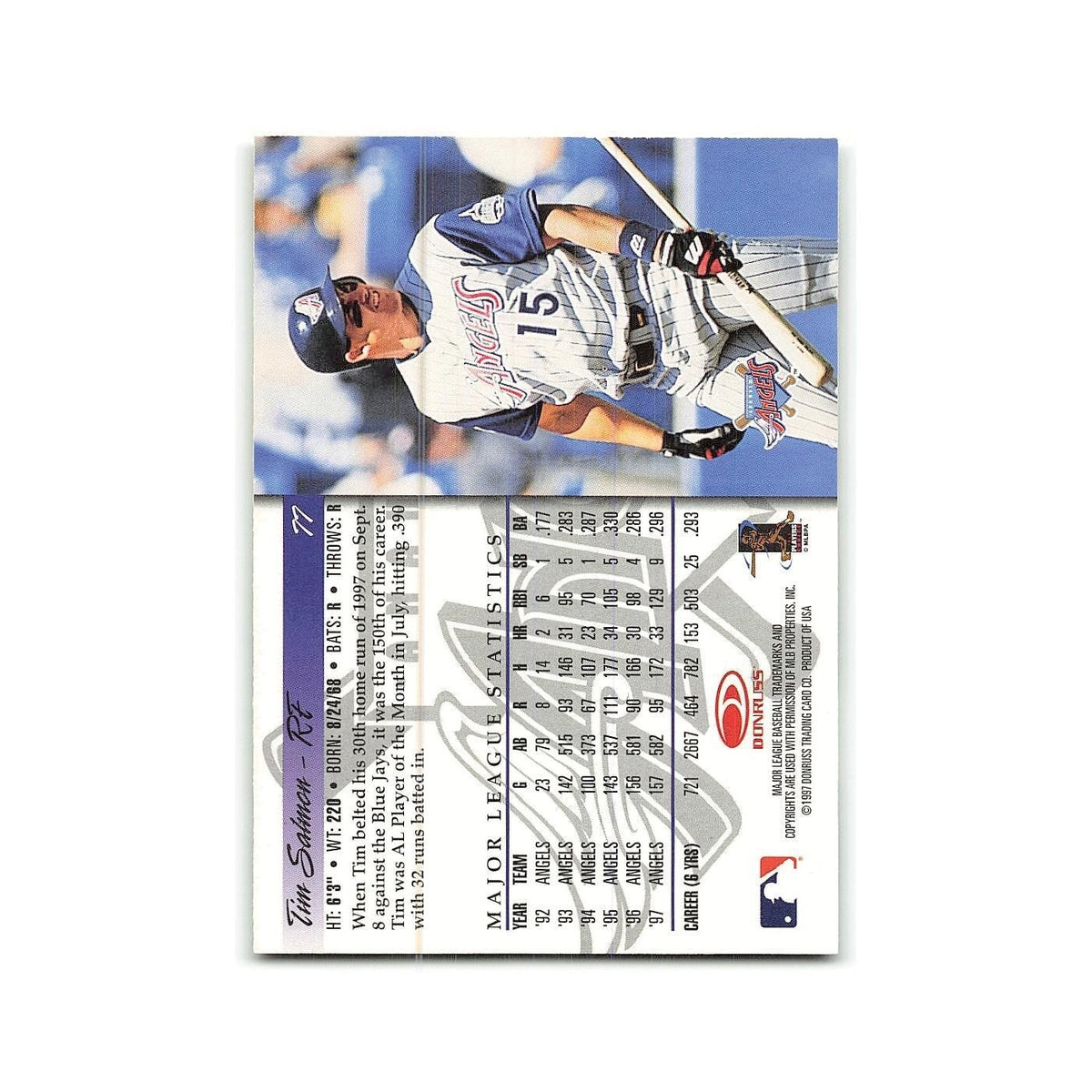 Tim Salmon 1998 Donruss #77 California Angels Baseball Card NM