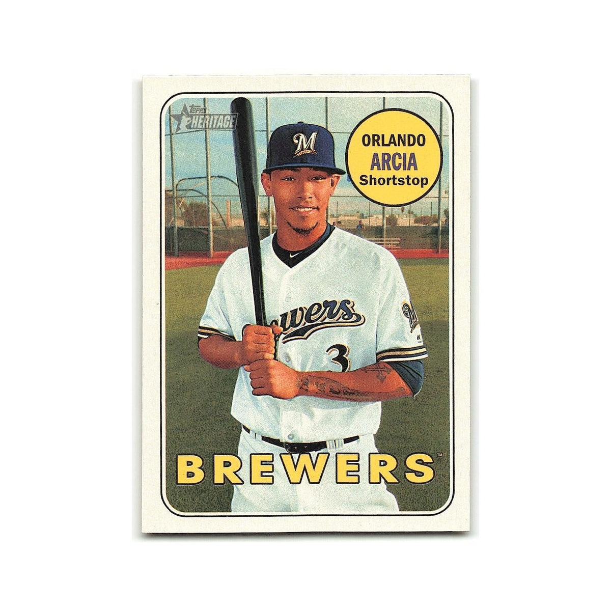 Orlando Arcia 2018 Topps Heritage #155 Milwaukee Brewers Baseball Card NM