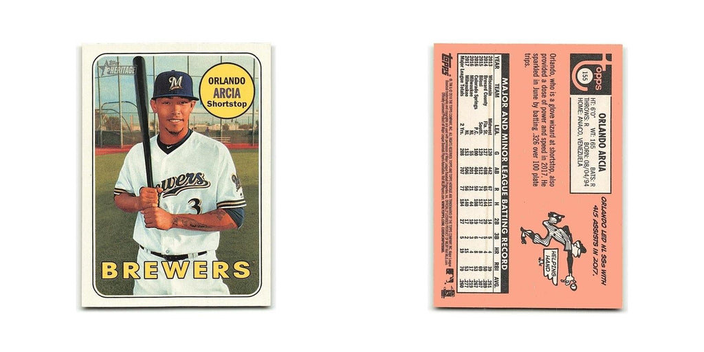 Orlando Arcia 2018 Topps Heritage #155 Milwaukee Brewers Baseball Card NM