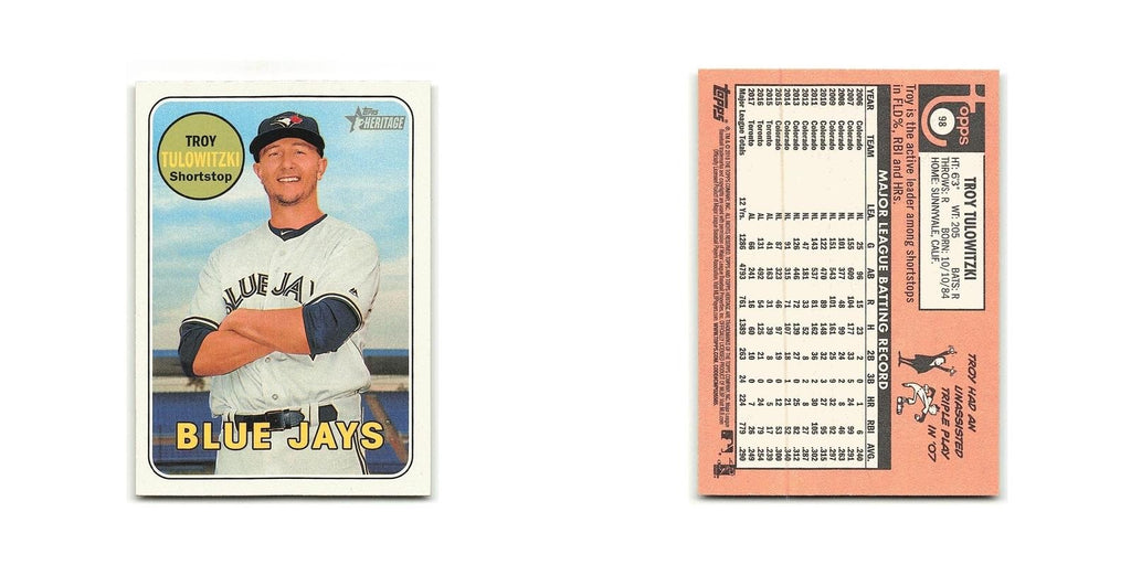 Troy Tulowitzki 2018 Topps Heritage #98 Toronto Blue Jays Baseball Card NM