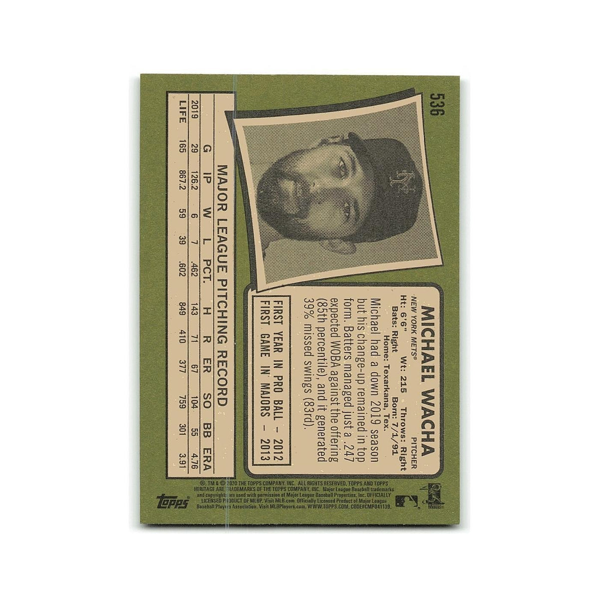 Claude Raymond 2020 Topps Heritage #536 Montreal Expos Baseball Card NM