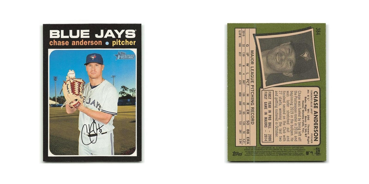 Chase Anderson 2020 Topps Heritage #384 Toronto Blue Jays Baseball Card NM