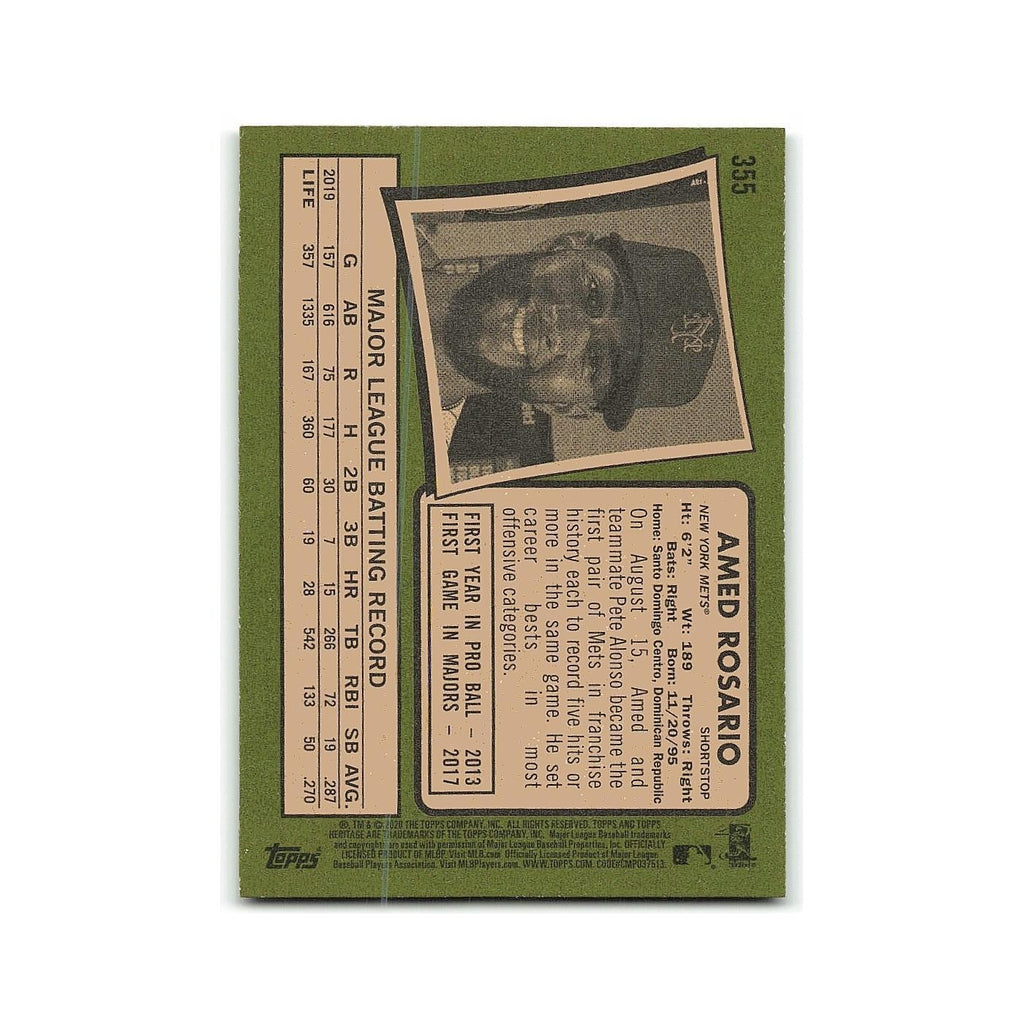 Amed Rosario 2020 Topps Heritage #355 New York Mets Baseball Card NM