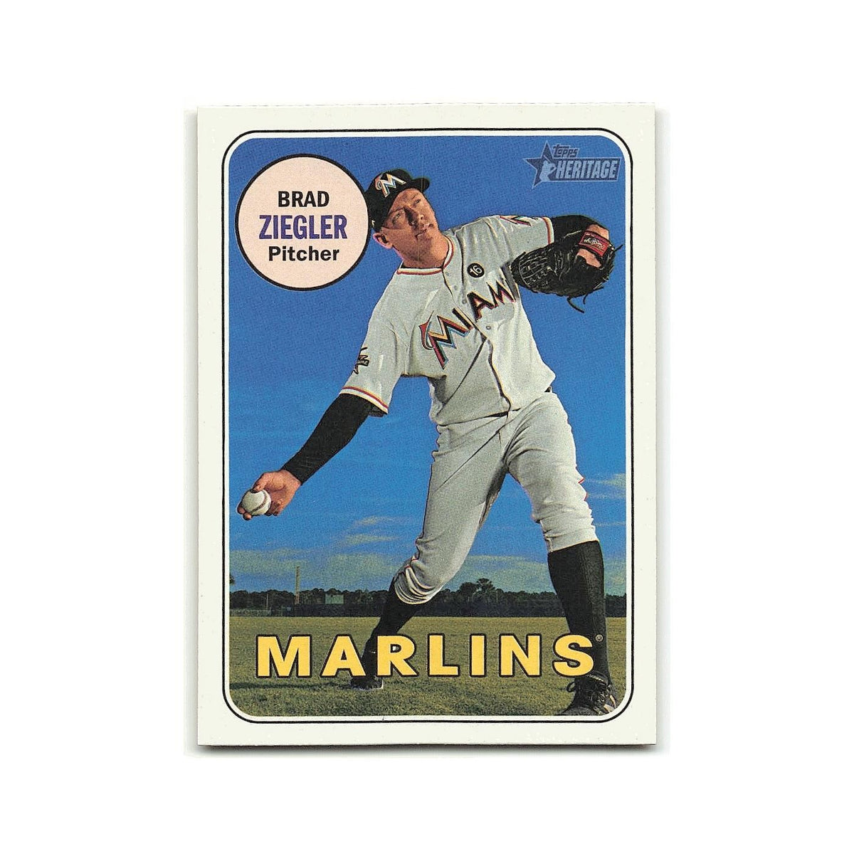 Brad Ziegler 2018 Topps Heritage #435 Miami Marlins Baseball Card NM