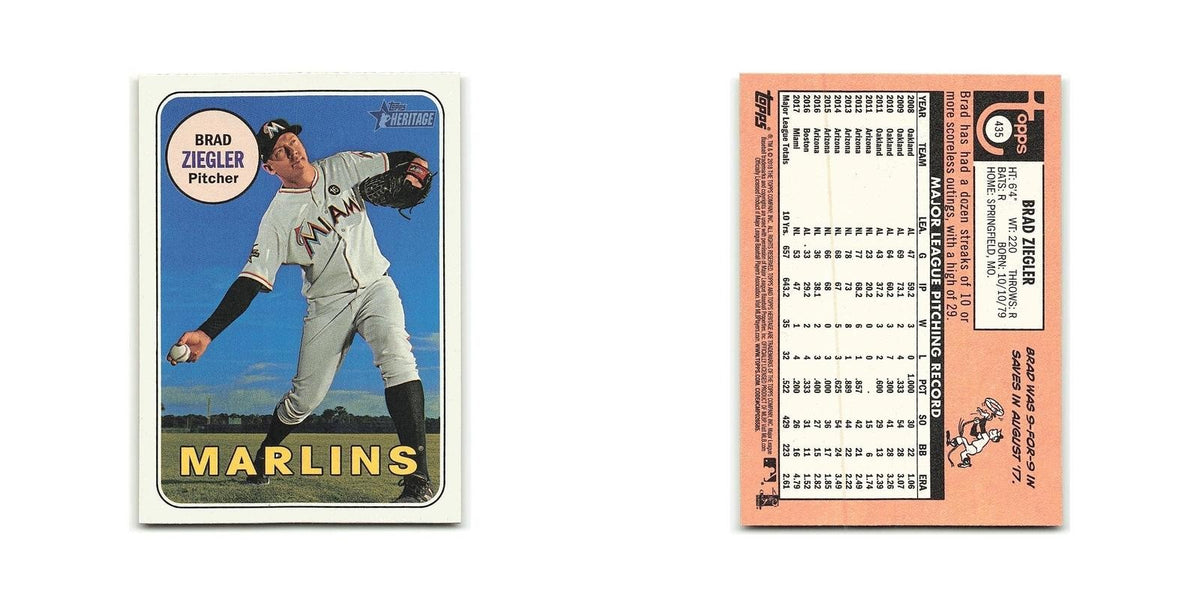 Brad Ziegler 2018 Topps Heritage #435 Miami Marlins Baseball Card NM