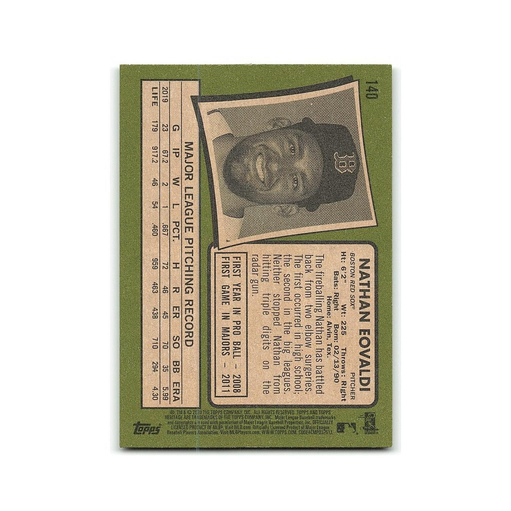 Nathan Eovaldi 2020 Topps Heritage #140 Boston Red Sox Baseball Card NM