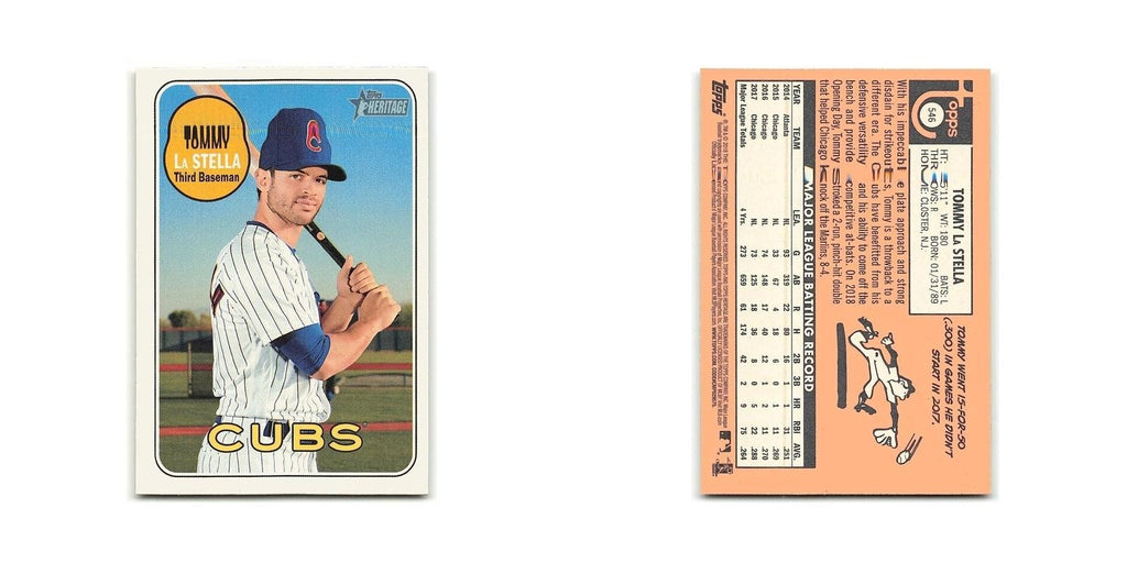 Tommy La Stella 2018 Topps Heritage #546 Chicago Cubs Baseball Card NM
