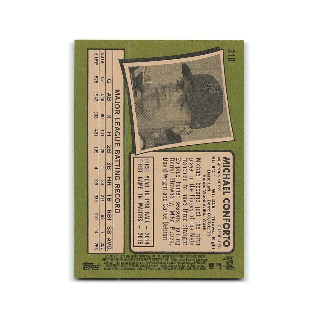 Michael Conforto 2020 Topps Heritage #310 New York Mets Baseball Card NM