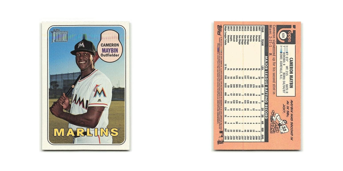 Cameron Maybin 2018 Topps Heritage #628 Miami Marlins Baseball Card NM