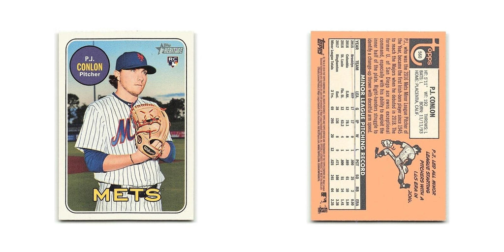 P.J. Conlon Rookie 2018 Topps Heritage #560 New York Mets Baseball Card NM
