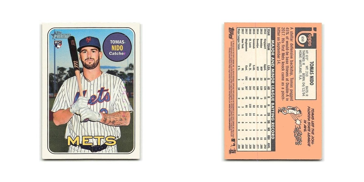 Tomas Nido Rookie 2018 Topps Heritage #650 New York Mets Baseball Card NM