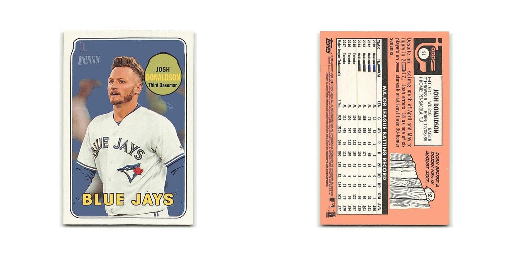 Josh Donaldson 2018 Topps Heritage #91 Toronto Blue Jays Baseball Card NM