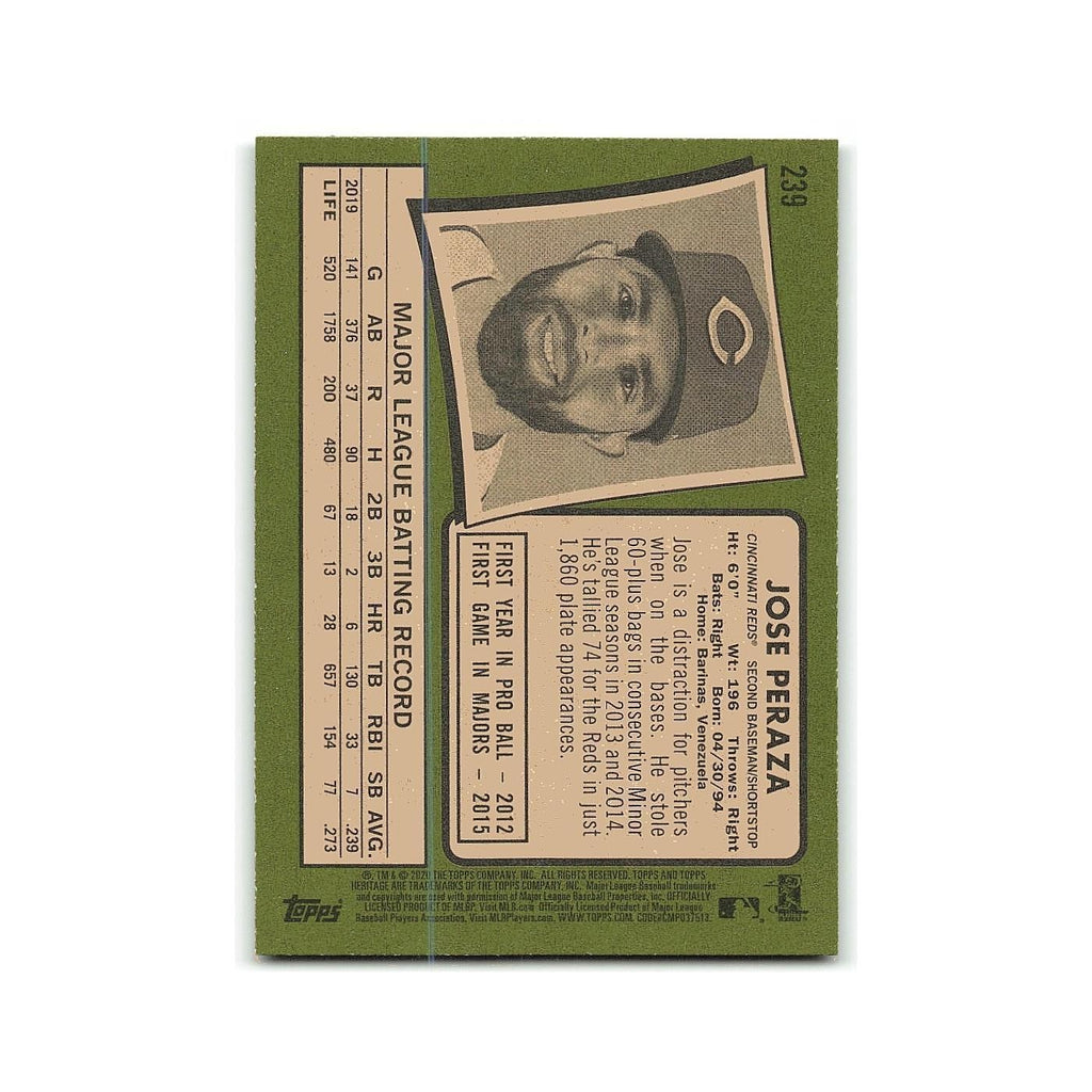 Jose Peraza 2020 Topps Heritage #239 Cincinnati Reds Baseball Card NM