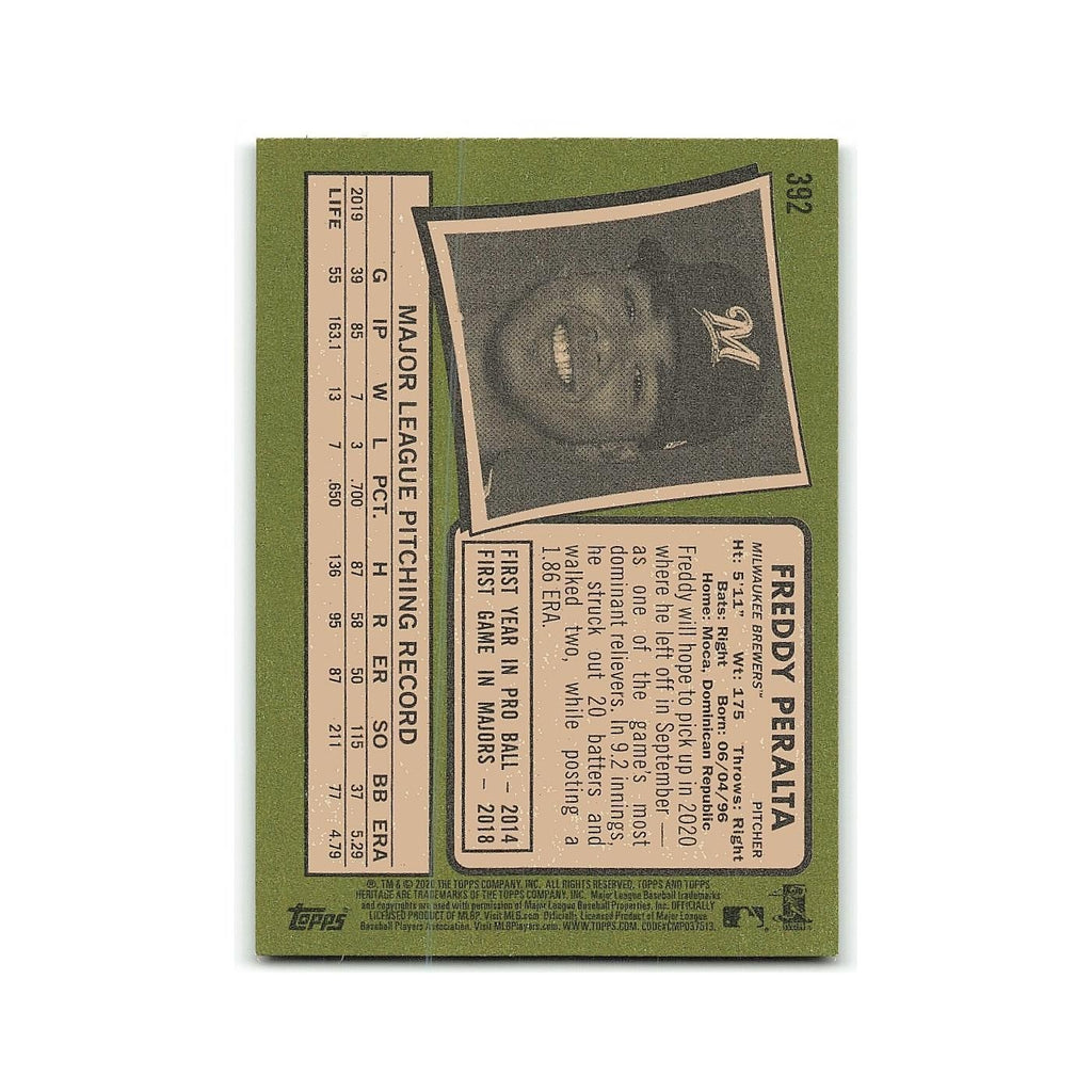 Freddy Peralta 2020 Topps Heritage #392 Milwaukee Brewers Baseball Card NM