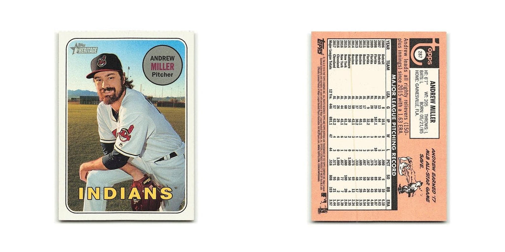 Andrew Miller 2018 Topps Heritage #287 Cleveland Indians Baseball Card NM