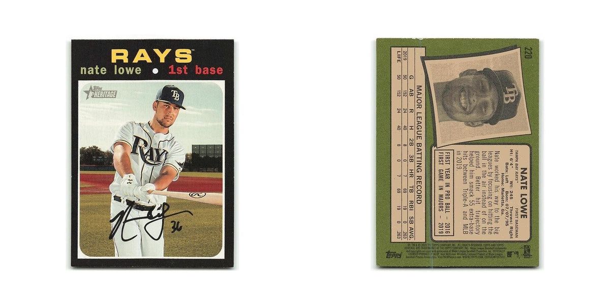 Nate Lowe 2020 Topps Heritage #220 Tampa Bay Rays Baseball Card NM