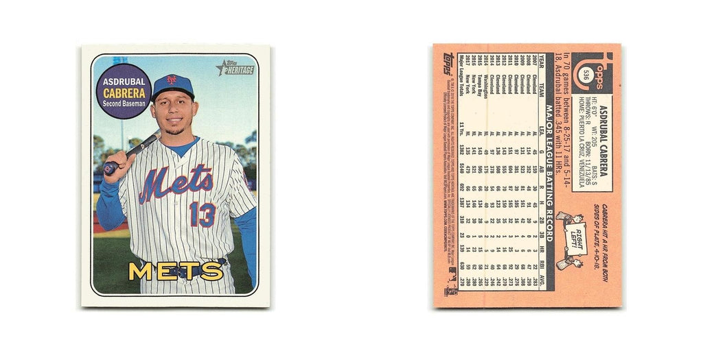 Asdrubal Cabrera 2018 Topps Heritage #536 New York Mets Baseball Card NM