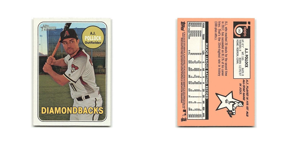 A.J. Pollock 2018 Topps Heritage #143 Arizona Diamondbacks Baseball Card NM