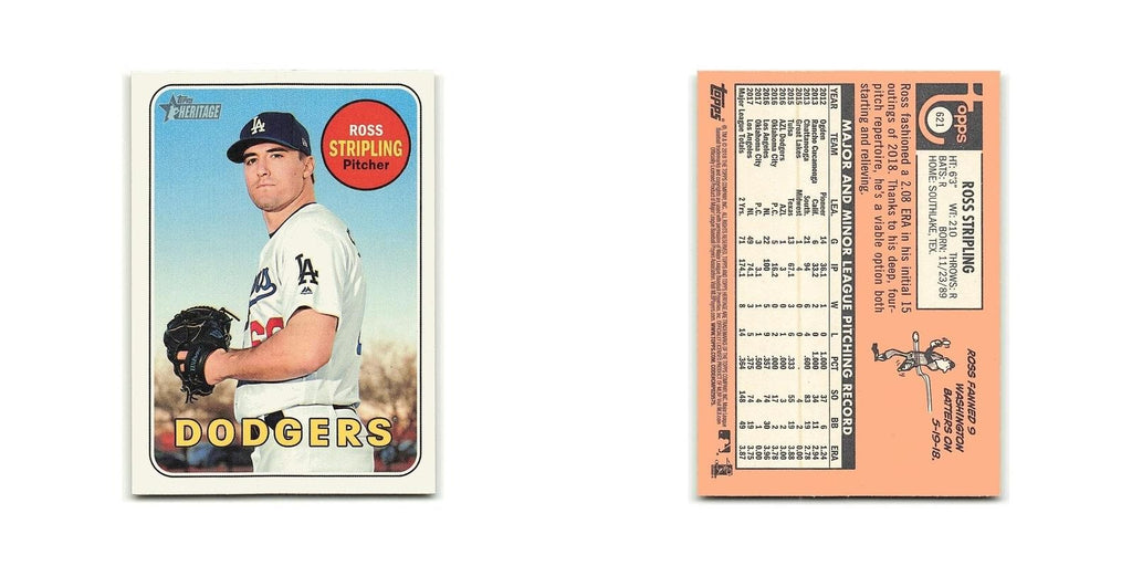 Ross Stripling 2018 Topps Heritage #621 Los Angeles Dodgers Baseball Card NM