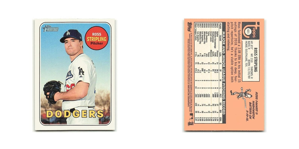 Ross Stripling 2018 Topps Heritage #621 Los Angeles Dodgers Baseball Card NM