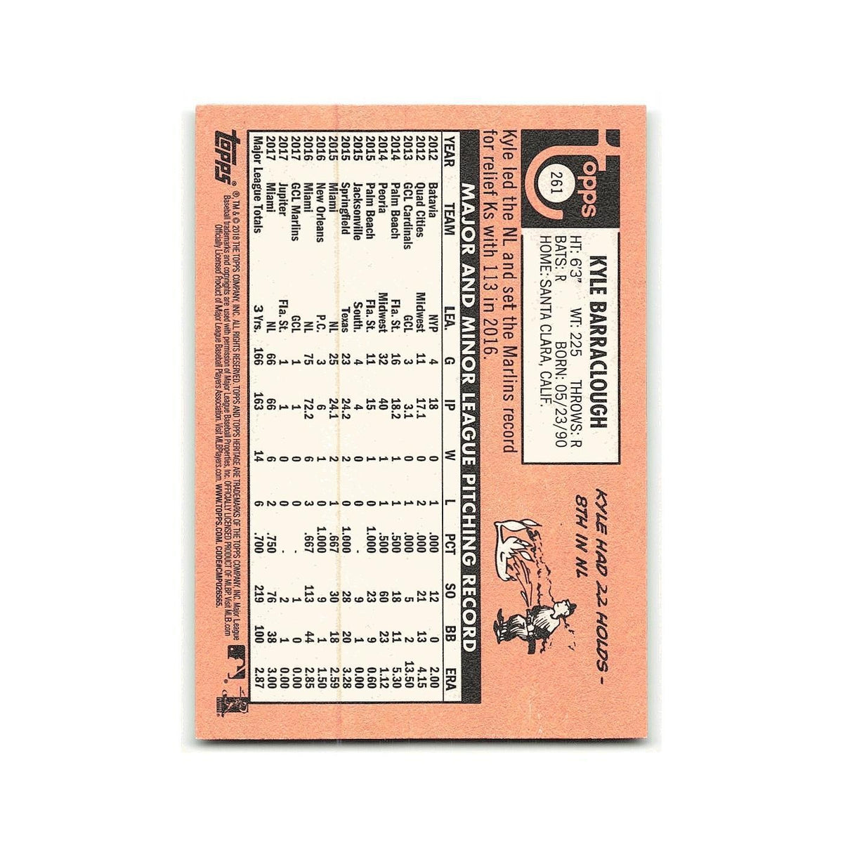 Kyle Barraclough 2018 Topps Heritage #261 Miami Marlins Baseball Card NM