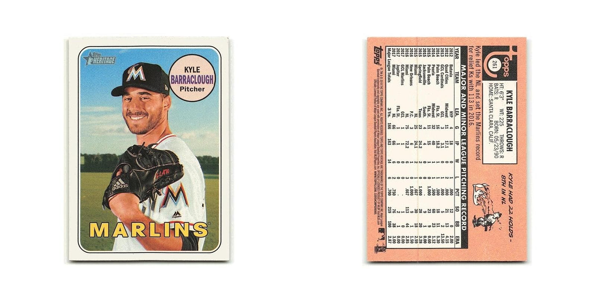 Kyle Barraclough 2018 Topps Heritage #261 Miami Marlins Baseball Card NM