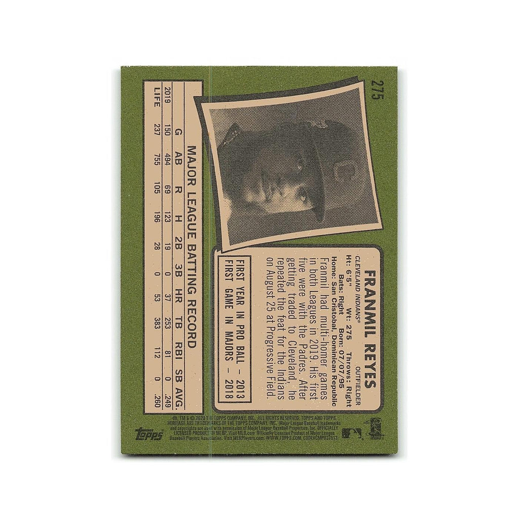 Franmil Reyes 2020 Topps Heritage #275 Cleveland Indians Baseball Card NM