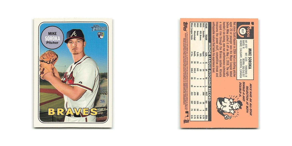 Mike Soroka Rookie 2018 Topps Heritage #657 Atlanta Braves Baseball Card NM