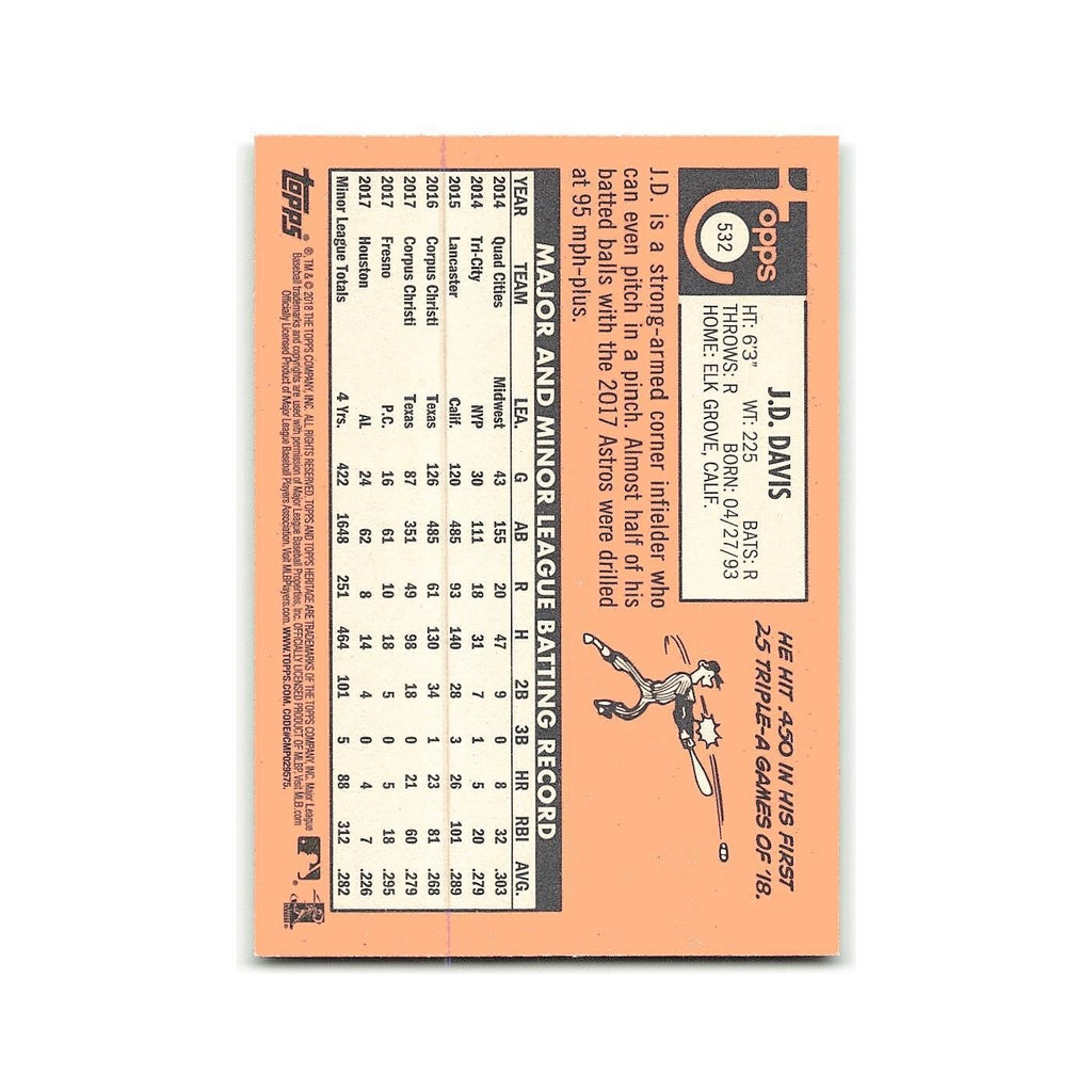 J.D. Davis Rookie 2018 Topps Heritage #532 Houston Astros Baseball Card NM