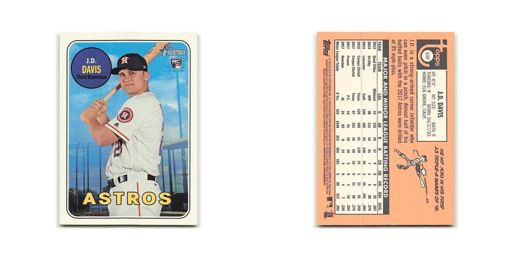 J.D. Davis Rookie 2018 Topps Heritage #532 Houston Astros Baseball Card NM