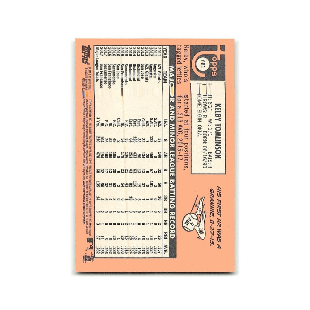 Kelby Tomlinson 2018 Topps Heritage #681 San Francisco Giants Baseball Card NM