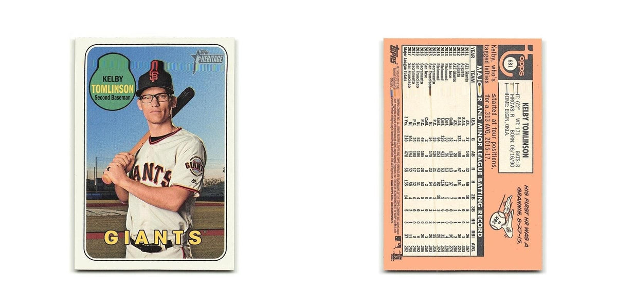 Kelby Tomlinson 2018 Topps Heritage #681 San Francisco Giants Baseball Card NM