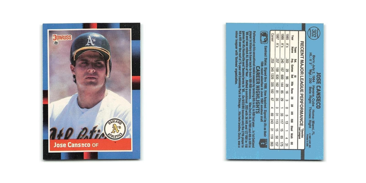 Jose Canseco 1988 Donruss #302 Oakland Athletics Baseball Card NM