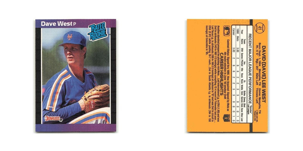Dave West Rookie 1989 Donruss #41 New York Mets Baseball Card NM