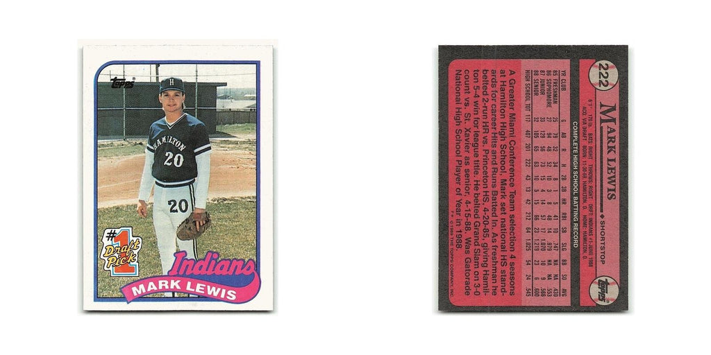 Mark Lewis Rookie 1989 Topps #222 Cleveland Indians Baseball Card NM