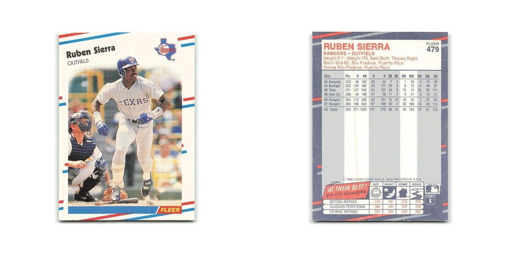 Ruben Sierra 1988 Fleer #479 Texas Rangers Baseball Card NM