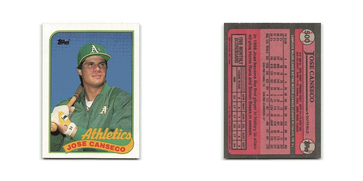 Jose Canseco 1989 Topps #500 Oakland Athletics Baseball Card NM