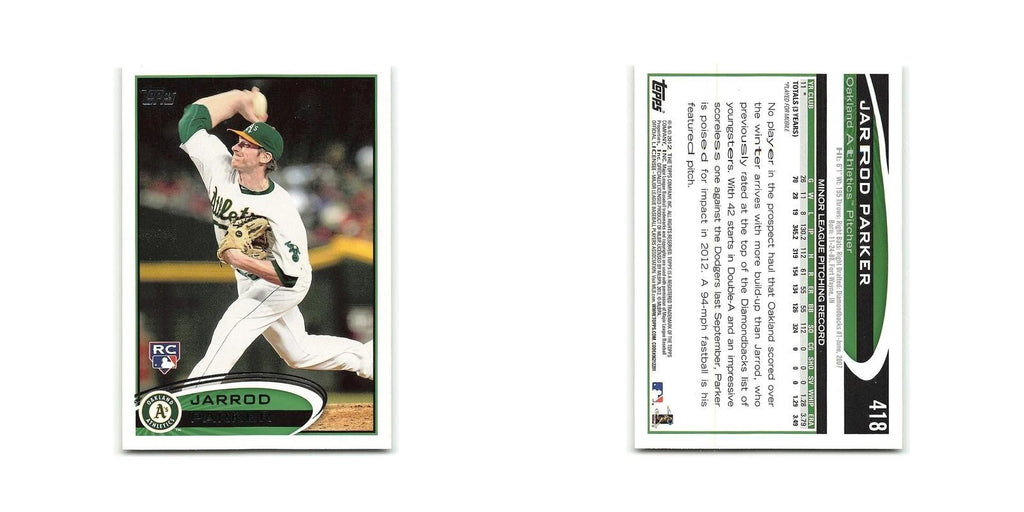 Jarrod Parker Rookie 2012 Topps #418 Oakland Athletics Baseball Card NM