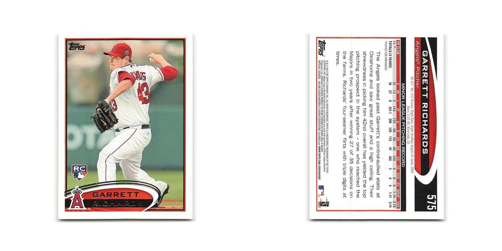 Garrett Richards Rookie 2012 Topps #575 Los Angeles Angels Baseball Card NM